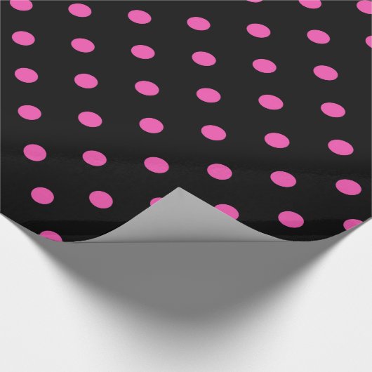 Klassieke, mooie, elegante roze en zwarte polka-st cadeaupapier (Hoek)