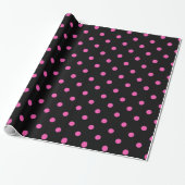 Klassieke, mooie, elegante roze en zwarte polka-st cadeaupapier (Uitgerold)