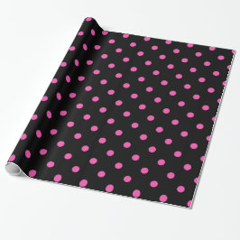 Klassieke, mooie, elegante roze en zwarte polka-st cadeaupapier