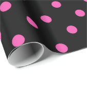 Klassieke, mooie, elegante roze en zwarte polka-st cadeaupapier (Rol Hoek)