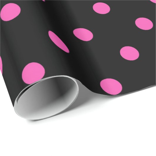 Klassieke, mooie, elegante roze en zwarte polka-st cadeaupapier (Rol Hoek)
