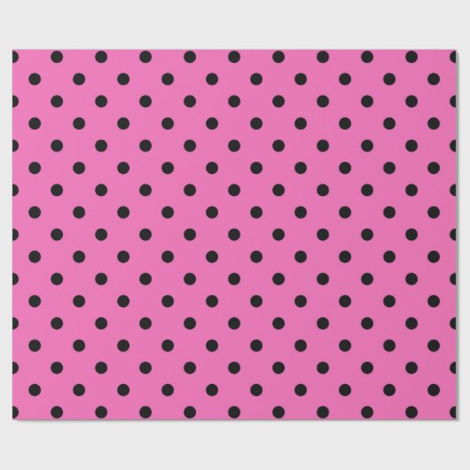 Klassieke, mooie, elegante roze & zwarte stippen cadeaupapier (Vlak)