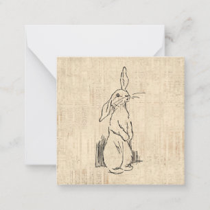 Klassieke Mooie Konijn Konijn Kunst Script Achterg Notitiekaartje