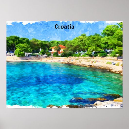 Klassieke Mooie Kroatië Adria kust landschap Poster (Voorkant)