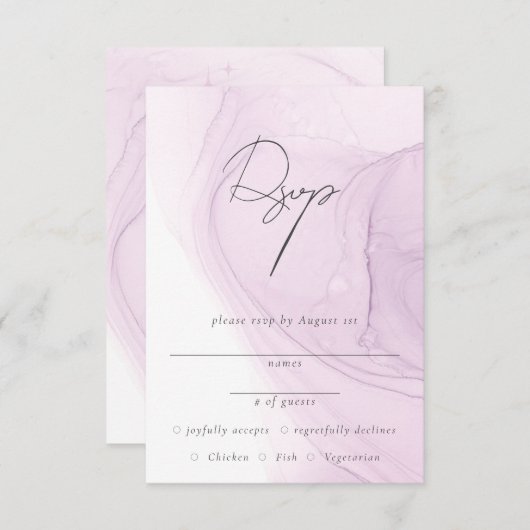 Klassieke mooie paarse en kleur inkt RSVP Informatiekaartje (Voorkant / Achterkant)