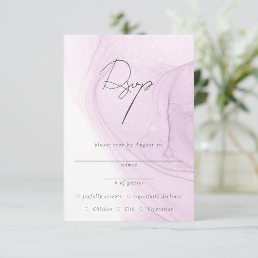 Klassieke mooie paarse en kleur inkt RSVP Informatiekaartje (Staand voorkant)
