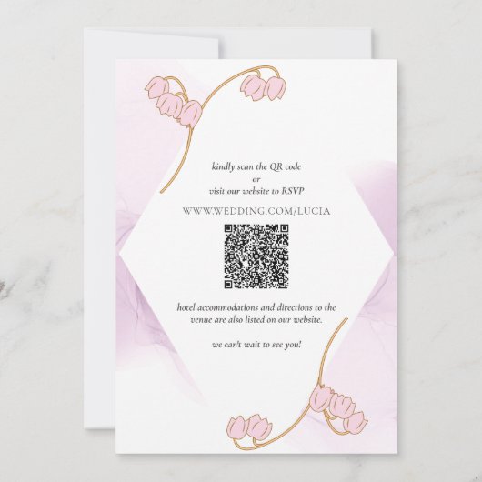 Klassieke Mooie Paarse Lotus & Kleur Inkt Bruiloft Kaart (Achterkant)