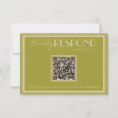 Klassieke mosgroene luxe QR-code bruiloft met oude RSVP Kaartje (Voorkant)