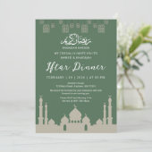 Klassieke moskeesilhouet Ramadan Iftar-diner Kaart (Staand voorkant)
