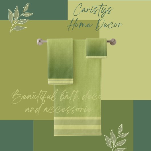 Klassieke Moss Green met Striped Border Towel Bad Handdoek