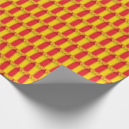 Klassieke mosterd- en ketchup-flessen cadeaupapier (Hoek)