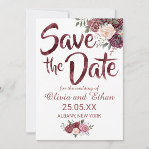 Klassieke mosterd Roos Floral op wit Save The Date