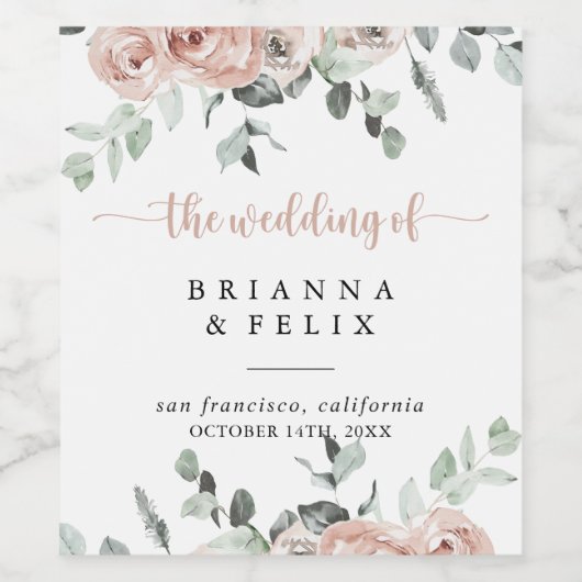 Klassieke mosterdroze roze oranje etiketten voor w (Enkel label)