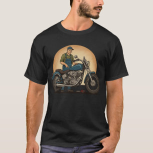 Klassieke Motor Mechanic met  Motorcycle T-shirt