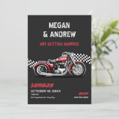 Klassieke motorbruiloft kaart (Staand voorkant)