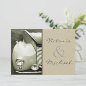 Klassieke  motorbruiloft kaart (Staand voorkant)