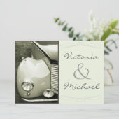 Klassieke  motorbruiloft kaart (Staand voorkant)