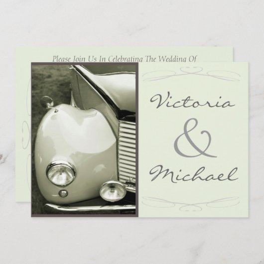 Klassieke motorbruiloft kaart (Voorkant / Achterkant)