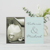 Klassieke motorbruiloft kaart (Staand voorkant)