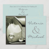 Klassieke motorbruiloft kaart (Voorkant / Achterkant)