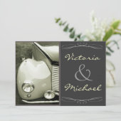 Klassieke  motorbruiloft kaart (Staand voorkant)