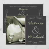 Klassieke  motorbruiloft kaart (Voorkant / Achterkant)