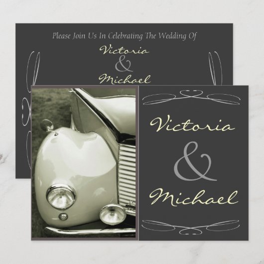 Klassieke  motorbruiloft kaart (Voorkant / Achterkant)