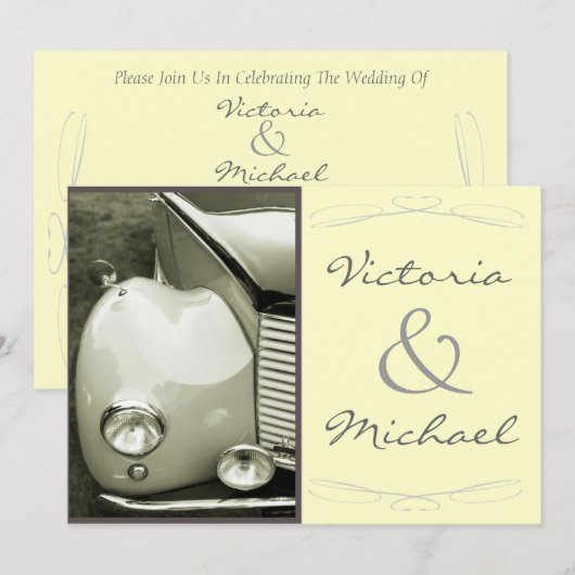 Klassieke  motorbruiloft kaart (Voorkant / Achterkant)