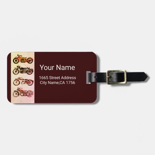 KLASSIEKE  MOTORCYCLI BAGAGELABEL (Voorkant horizontaal)