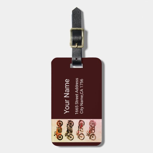 KLASSIEKE  MOTORCYCLI BAGAGELABEL (Voorkant verticaal)