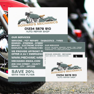 Klassieke Motorfiets, Auto Mechanic & Reparaties A Flyer