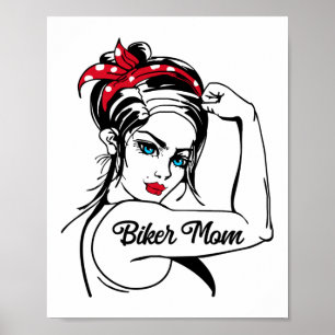 Klassieke motorfiets biker mam oma poster