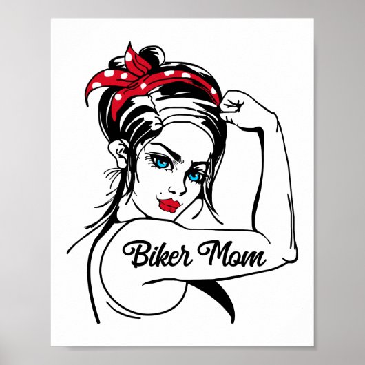 Klassieke motorfiets biker mam oma poster (Voorkant)