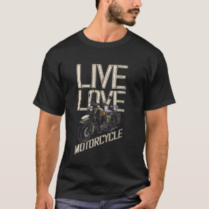 Klassieke Motorfiets Biker Meisje Vrouw Live Liefd T-shirt