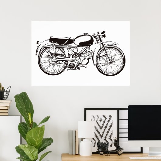 Klassieke motorfiets I Poster (Thuiskantoor)