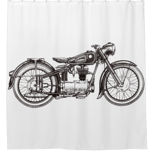 Klassieke motorfiets III Douchegordijn (Voorkant)