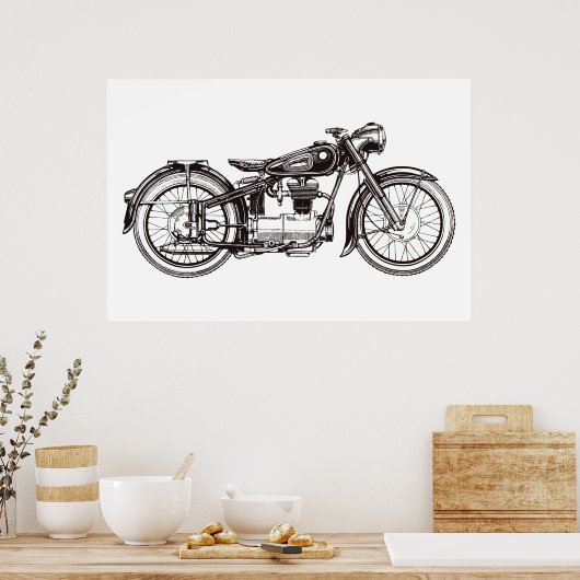 Klassieke motorfiets III Poster (Keuken)