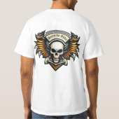 Klassieke motorfiets in beweging met vlammen t-shirt (Achterkant)