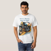 Klassieke motorfiets in beweging met vlammen t-shirt (Voorkant volledig)