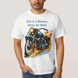 Klassieke motorfiets in beweging met vlammen t-shirt