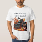 Klassieke motorfiets in beweging met vlammen t-shirt (Voorkant)