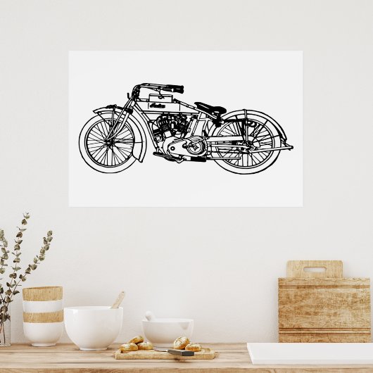 Klassieke motorfiets IV Poster (Keuken)