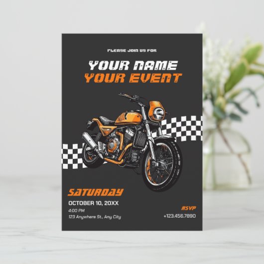 Klassieke motorfiets kaart (Staand voorkant)