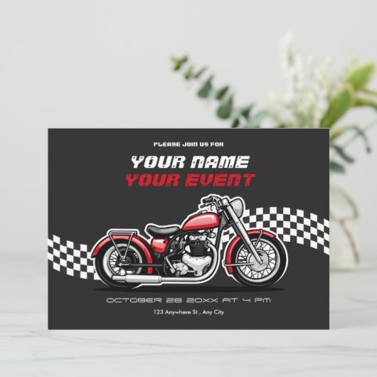 Klassieke motorfiets kaart (Staand voorkant)