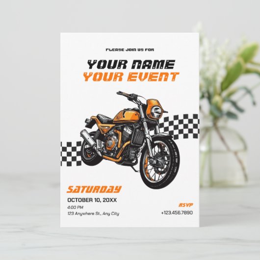 Klassieke motorfiets kaart (Staand voorkant)