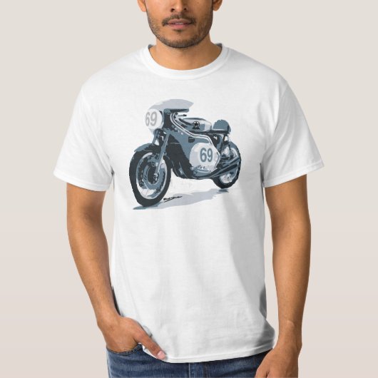 Klassieke motorfiets met Cafe Racer T-shirt (Voorkant)