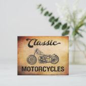 Klassieke motorfiets met  silhouet briefkaart (Staand voorkant)