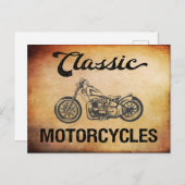 Klassieke motorfiets met  silhouet briefkaart (Voorkant / Achterkant)
