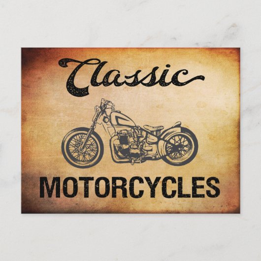 Klassieke motorfiets met  silhouet briefkaart (Voorkant)