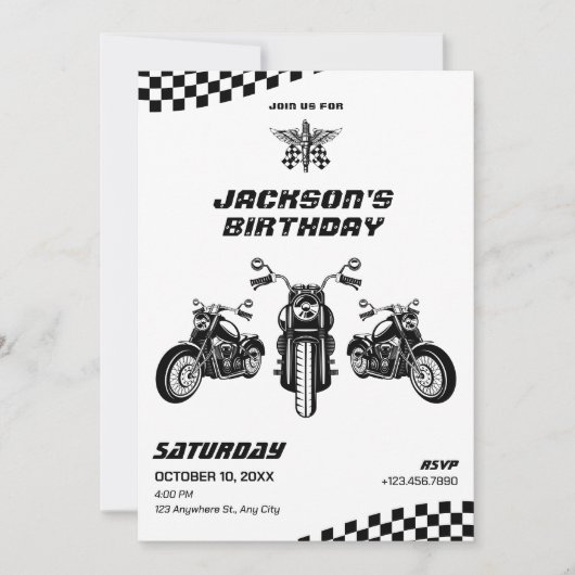 Klassieke motorfiets monteur verjaardag kaart (Voorkant)